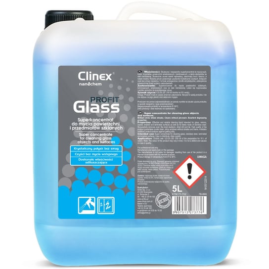 Skuteczny Koncentrat Do Mycia Szyb Luster Szkła Stali Nierdzewnej Clinex Profit Glass 5L Clinex