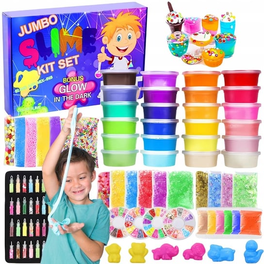 SLIME DUŻY ZESTAW DO ROBIENIA GLUTÓW DLA DZIECI MASA PLASTYCZNA 120w1 Zakręcony Koszyk