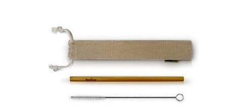 SŁOMKA bambusowa wielokrotnego użytku 19 cm + CZYŚCIK - w bawełnianym woreczku Bambaw