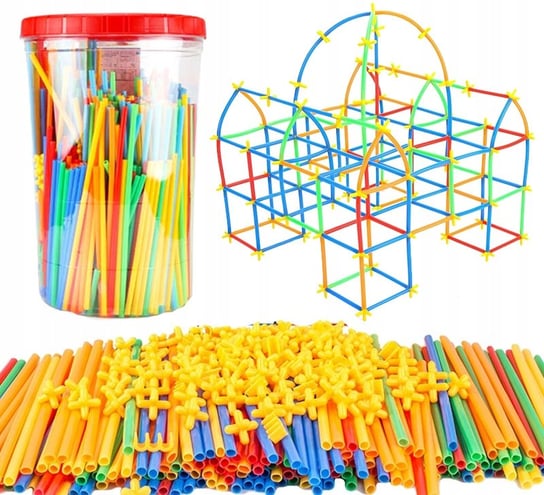 Słomki Konstrukcyjne Patyczki Dla Dzieci Klocki 1100 sztuk Kolorowe Łącznik Kristrade