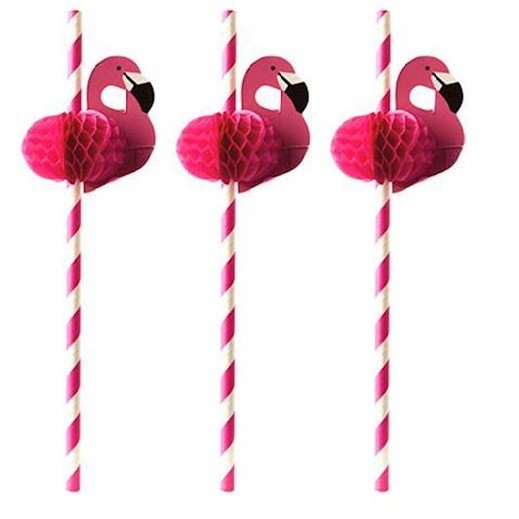 Slomki papierowe jednorazowe różowe flamingi ABC