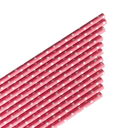 Słomki Papierowe - Kropki (12 Szt.) Różowe PartyDeco