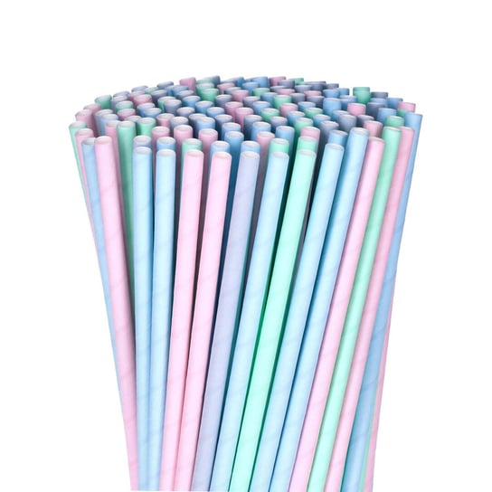 Słomki rurki papierowe pastelowe 6mm 250 do picia drinków kolorowe jednorazowe na urodziny ABC