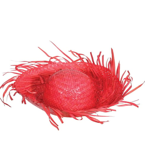 Słomkowy kapelusz hawajski, czerwony, 58 cm, 1 sztuka Guirca