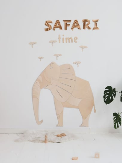 Słoń - drewniana dekoracja na ścianę w stylu Safari Rozmiar M Cut It Now