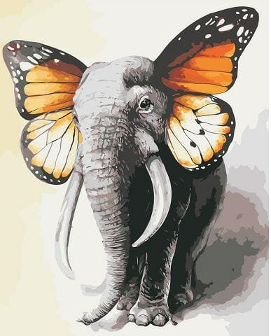 Słoń w stroju motyla - malowanie po numerach 50x40 cm ArtOnly
