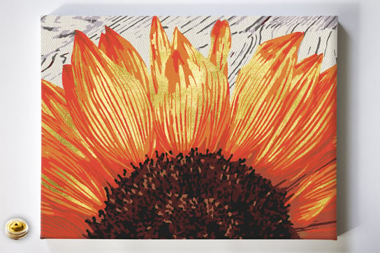 Słonecznik 1/2, kwiat, kolor złoty, malowanie po numerach Akrylowo