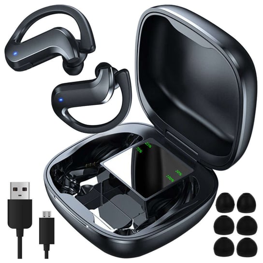 Słuchawki bezprzewodowe Bluetooth 5.0 dokanałowe z etui ładującym PowerBank Czarne Inny producent