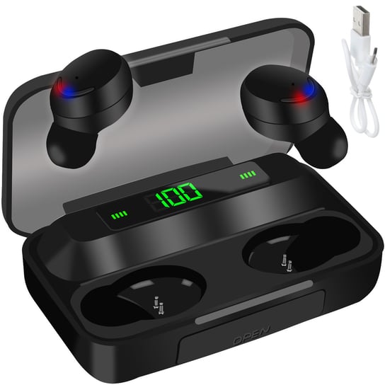Słuchawki Bezprzewodowe Bluetooth Czarne Dokanałowe Powerbank Sportowe LCD IZOXIS Iso Trade