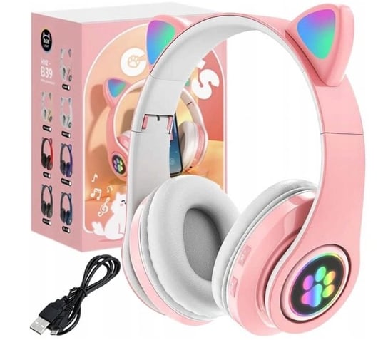 Słuchawki Bezprzewodowe Różowe Kocie Rgb Bluetooth Inny producent