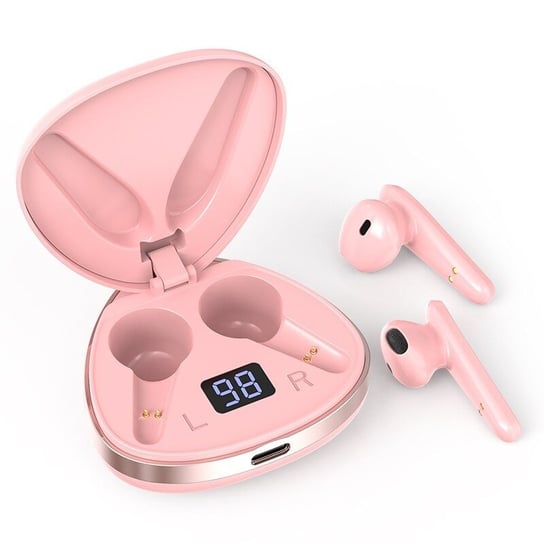 Słuchawki Bezprzewodowe X19 Powerbank Douszne Sportowe - Różowe Accessory Power