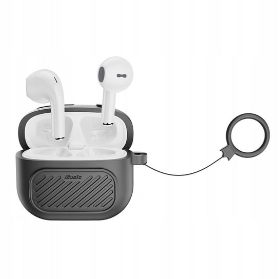 Słuchawki Bluetooth bezprzewodowe TWS stereo białe w czarnym etui silikon XO