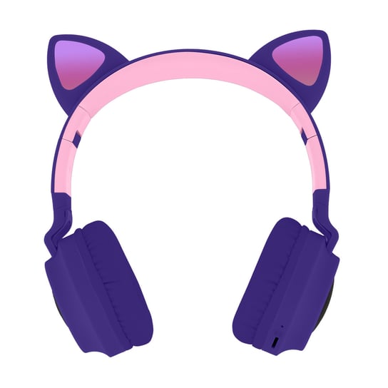 Słuchawki Bluetooth Cat Ears Design Light Animation 12H - Lawendowy Fiolet Avizar