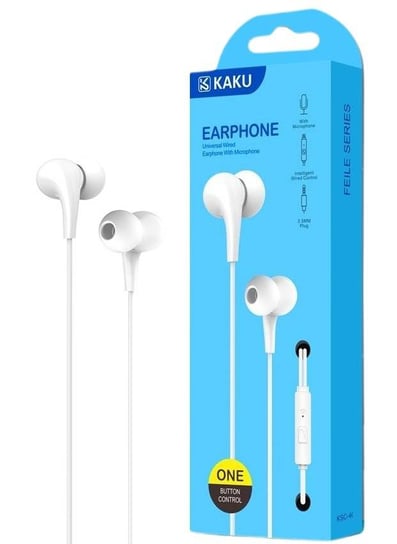 Słuchawki dokanałowe (minijack 3.5mm) Uniwersalne z Mikrofonem KAKU In-ear Earphones with Mic (KSC-403) białe KAKU