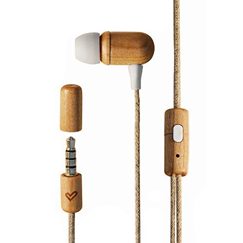 Słuchawki Energy Sistem Eco (Mini Jack, douszne, sterowanie głosem, mikrofon, drewno pochodzące ze zrównoważonych upraw) – drewno wiśniowe energy sistem
