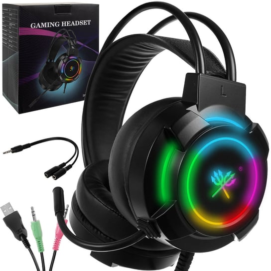 Słuchawki Gamingowe dla Graczy Mikrofon LED RGB PC DUNMOON Iso Trade