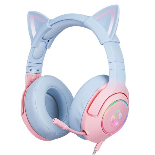 Słuchawki gamingowe Onikuma K9 7.1 RGB Surround kocie uszy USB różowo-niebieskie Onikuma