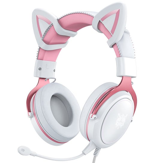 Słuchawki Gamingowe Onikuma X10 Kocie Uszy Usb Różowo-Białe Onikuma