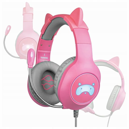 Słuchawki Gamingowe Różowe Uszy Tanooki Nauszne BLADE