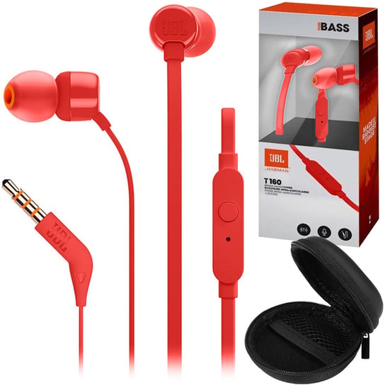 Słuchawki JBL Tune 160 Red + Etui na słuchawki przewodowe czarne Jbl