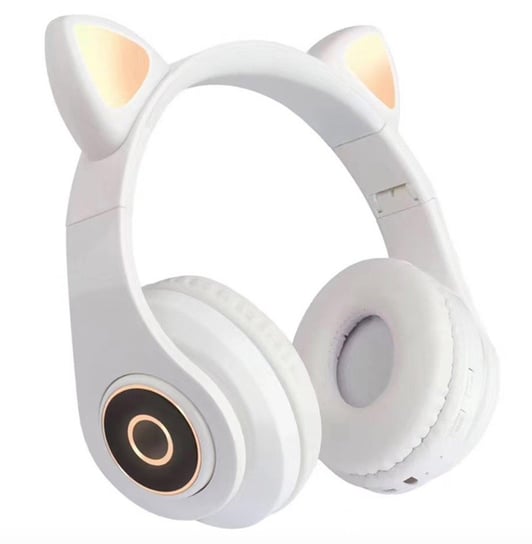 Słuchawki nauszne bezprzewodowe Bluetooth z uszami białe ikonka