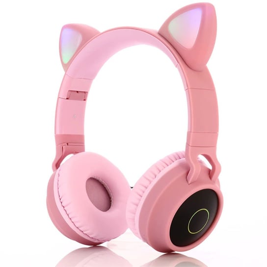 Słuchawki Nauszne Bezprzewodowe Dla Dzieci Z Kocimi Uszami Led Różowy Roneberg