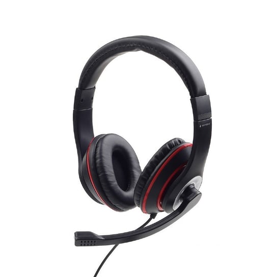 Słuchawki nauszne z mikrofonem, Gembird, MHS-03-BKRD, czarno-czerwone Gembird