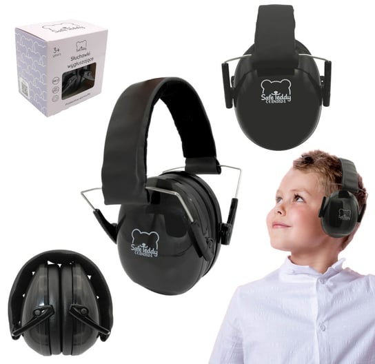 Słuchawki ochronne nauszniki wygłuszające dzieci 3lata+ czarny SafeTeddy SafeTeddy