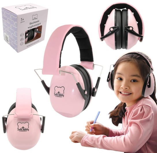 Słuchawki ochronne nauszniki wygłuszające dzieci 3lata+ różowy SafeTeddy SafeTeddy