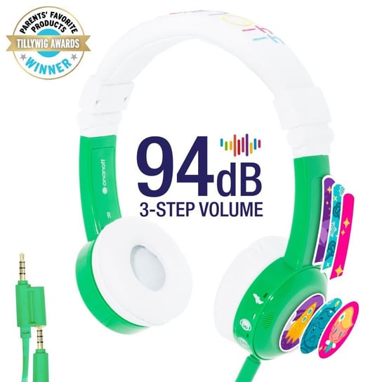 Słuchawki Podróżne dla Dzieci 3+ BUDDYPHONES InFlight Zielone BuddyPhones