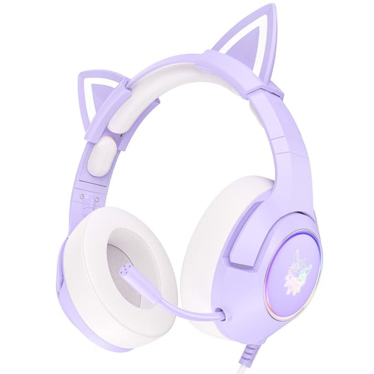 Słuchawki Przewodowe Gamingowe Fiolet Onikuma  K9 RGB Mikrofon Kocie Uszy Podświetlenie Onikuma