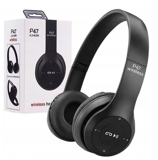 Słuchawki Składane Bezprzewodowe P47 Bluetooth 4.2 Edr Mikrofon Microsd Mp3 Czarne NEXERI