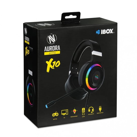 Słuchawki z mikrofonem Aurora X10 Gaming 7.1 RGB IBOX