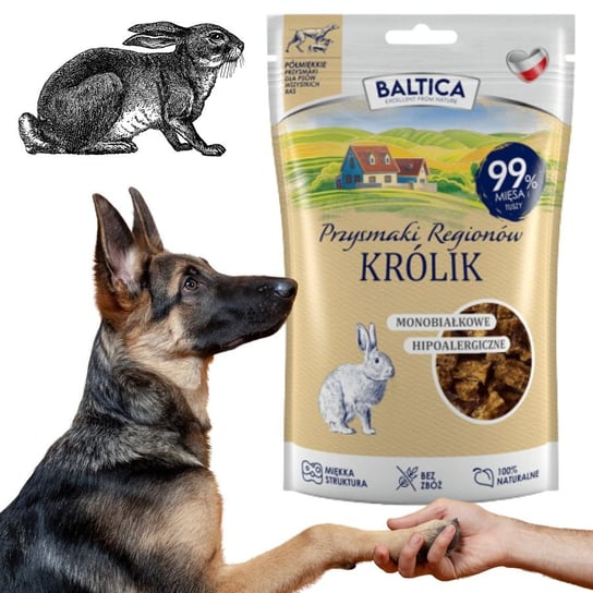 Smaczki TRENINGOWE dla psa półmiękkie KRÓLIK - DUŻE - 80 g Baltica