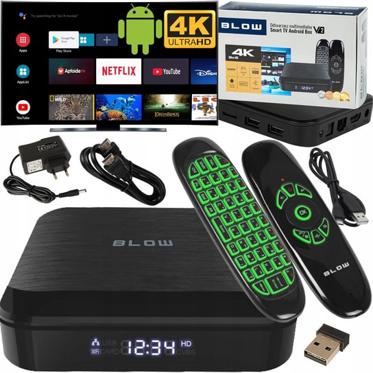 SMART BOX TV ANDROID 12 BLUETOOTH 4K WIFI ODTWARZACZ HDMI PILOT PRZYSTAWKA Blow