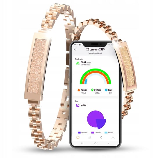 Smart Bransoleta Damska | Biżuteria dla Kobiety | Sen Puls Saturacja Kroki JG Smart