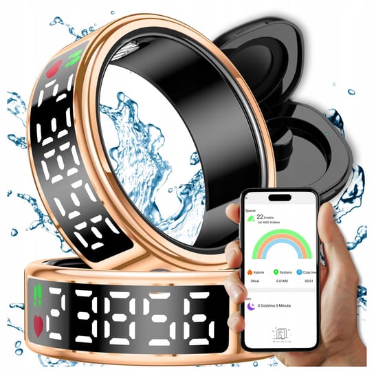 Smart Ring Inteligentny Pierścień WYŚWIETLACZ Tryby Sportowe Kalorie Sen SO-FUN