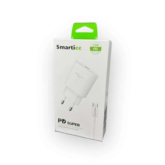 Smartiee Szybka Ładowarka Sieciowa 25W USB-C + Kabel USB-C-USB-C do Samsung, iPhone 15/16, Huawei, Xiaomi, Oppo (Zestaw) Smartiee