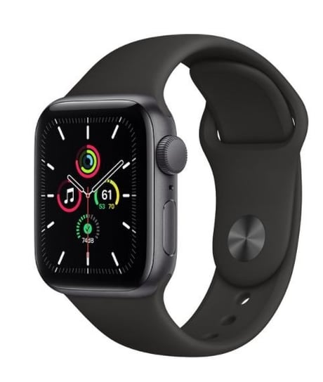 Smartwatch APPLE SE GPS, 44mm szara koperta z aluminium i czarna opaska sportowa Apple