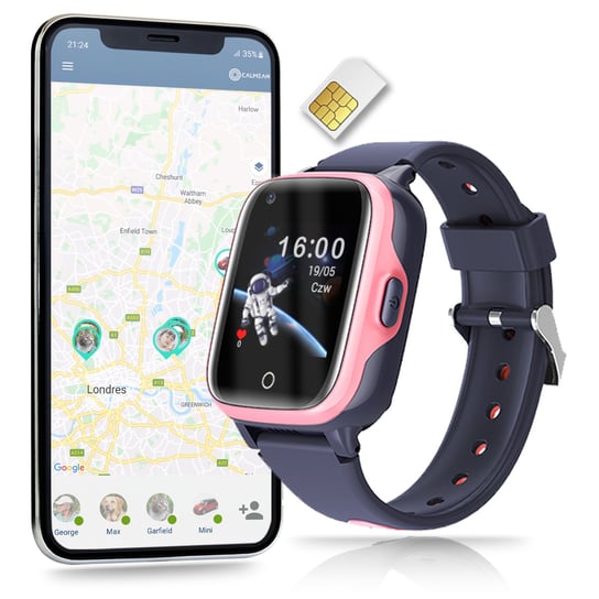 Smartwatch CALMEAN Video 4G, Apps, IPX7 różowy + karta SIM CALMEAN