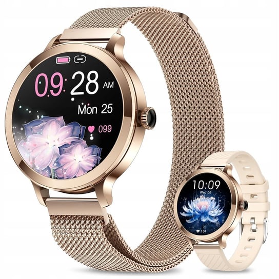 Smartwatch damski Bluetooth 5.2 AMOLED IP68 100+ trybów sportowych złoty Inna marka
