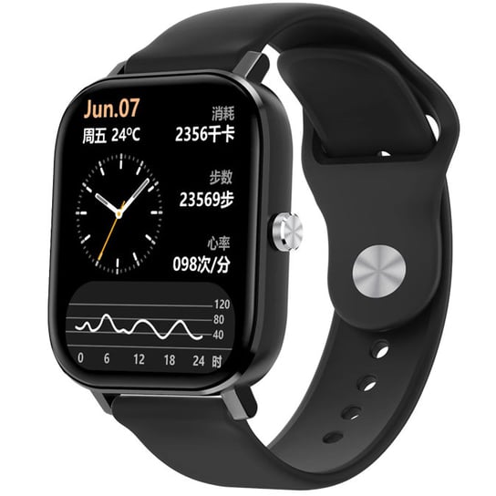 Smartwatch damski JG Smart Dt36 czarny prostokątny wykrywanie tętna JG Smart