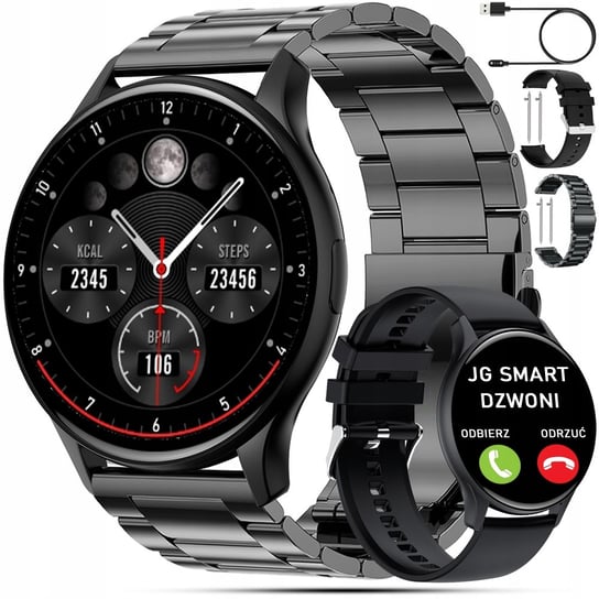 Smartwatch damski JG Smart Hk89 czarny okrągły wykrywanie tętna JG Smart