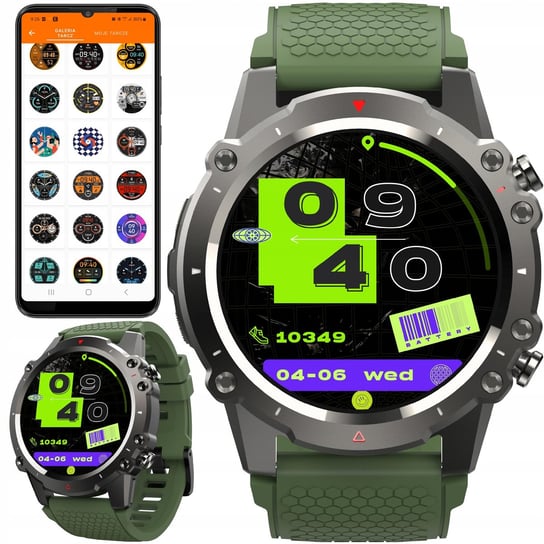 Smartwatch damski JG Smart zielony okrągły wykrywanie tętna JG Smart