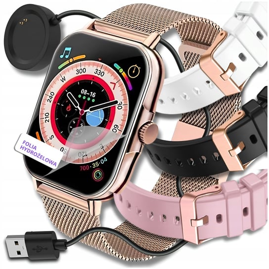 Smartwatch Damski Zegarek Polskie Menu Rozmowy Ekg Puls Smart Watch 4 Paski ZeeTech