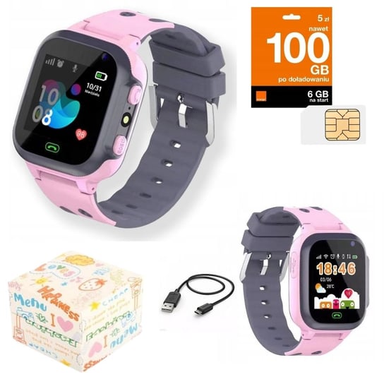Smartwatch dla dzieci Q16 Lokalizator LBS + Karta SIM - Różowy MICROWEAR