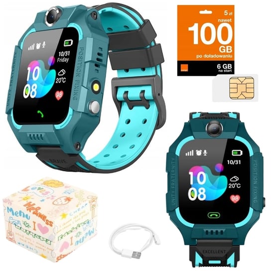Smartwatch dla dzieci Q19 Lokalizator LBS + Karta SIM - Niebieski Moweallarge