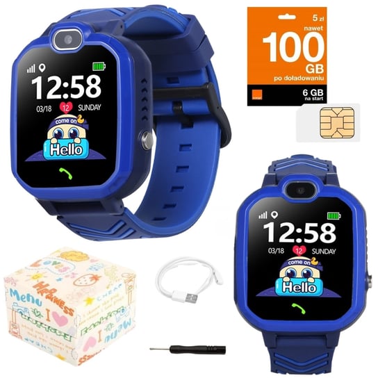 Smartwatch Dla Dzieci Sh1 Lokalizator Lbs + Karta Sim, Niebieski NN