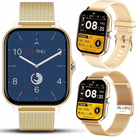 Smartwatch elegancki zegarek opaska DAMSKI WODOODPORNY SPORTOWY MENU PL D18 GOLD LOGIT