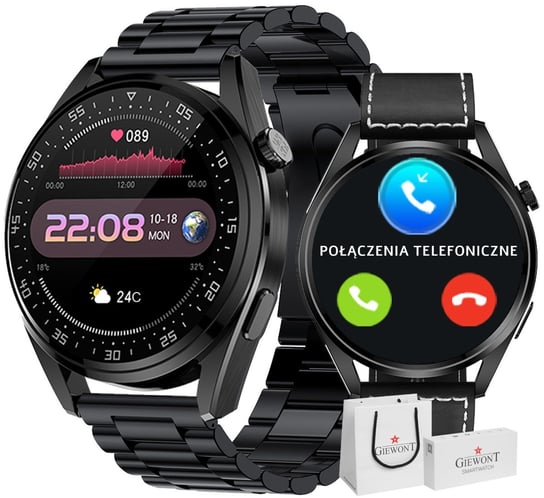 Smartwatch Giewont Vertex SmartCall GW450-2 Carbon/Carbon Leather GIEWONT